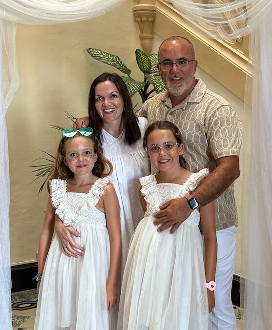 David and Rebecca with their two daughters in Tenerife